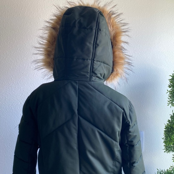 Guess Olive Green Puffer Parka Coat - Picture 12 of 15